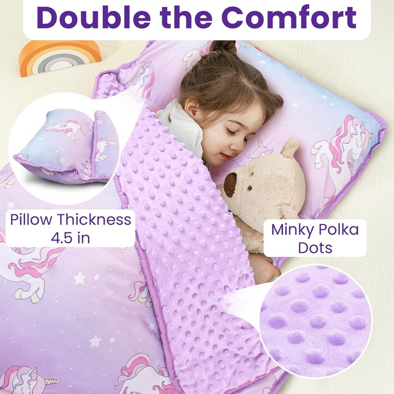 Beavtaens Toddler Nap Mat with Pillow and Minky Blanket, Large 55"x35" Sleeping Bag, Washable, Lightweight, Easy to Roll, Perfect for Preschool, Daycare, Kindergarten, Travel, Boys and Girls - Image 4
